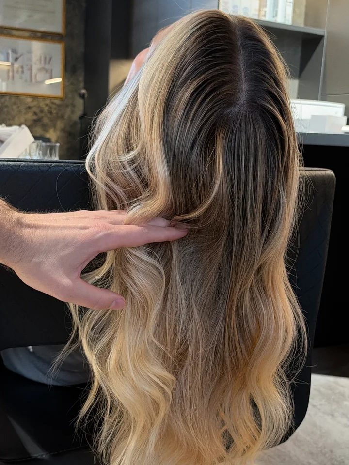 Nachher: weiches Balayage mit Tiefe am Ansatz